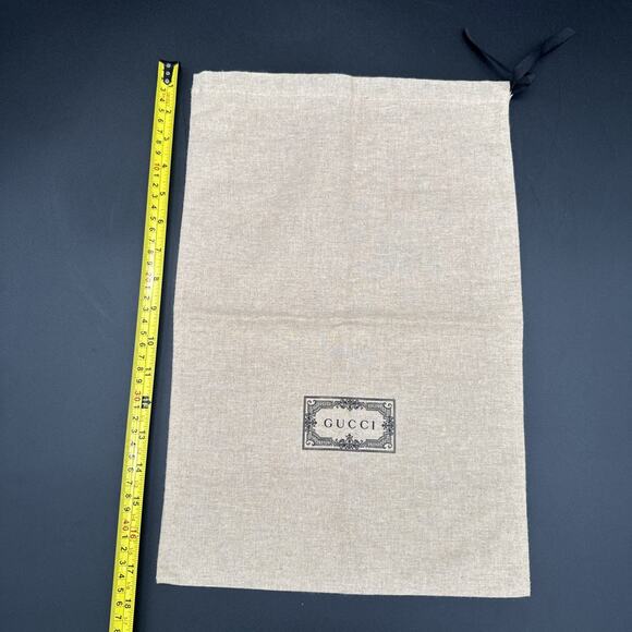 Gucci Dust Bag Beige Canvas Protector Cover Drawstring for Shoes Handbag 17”x12” - Picture 3 of 5